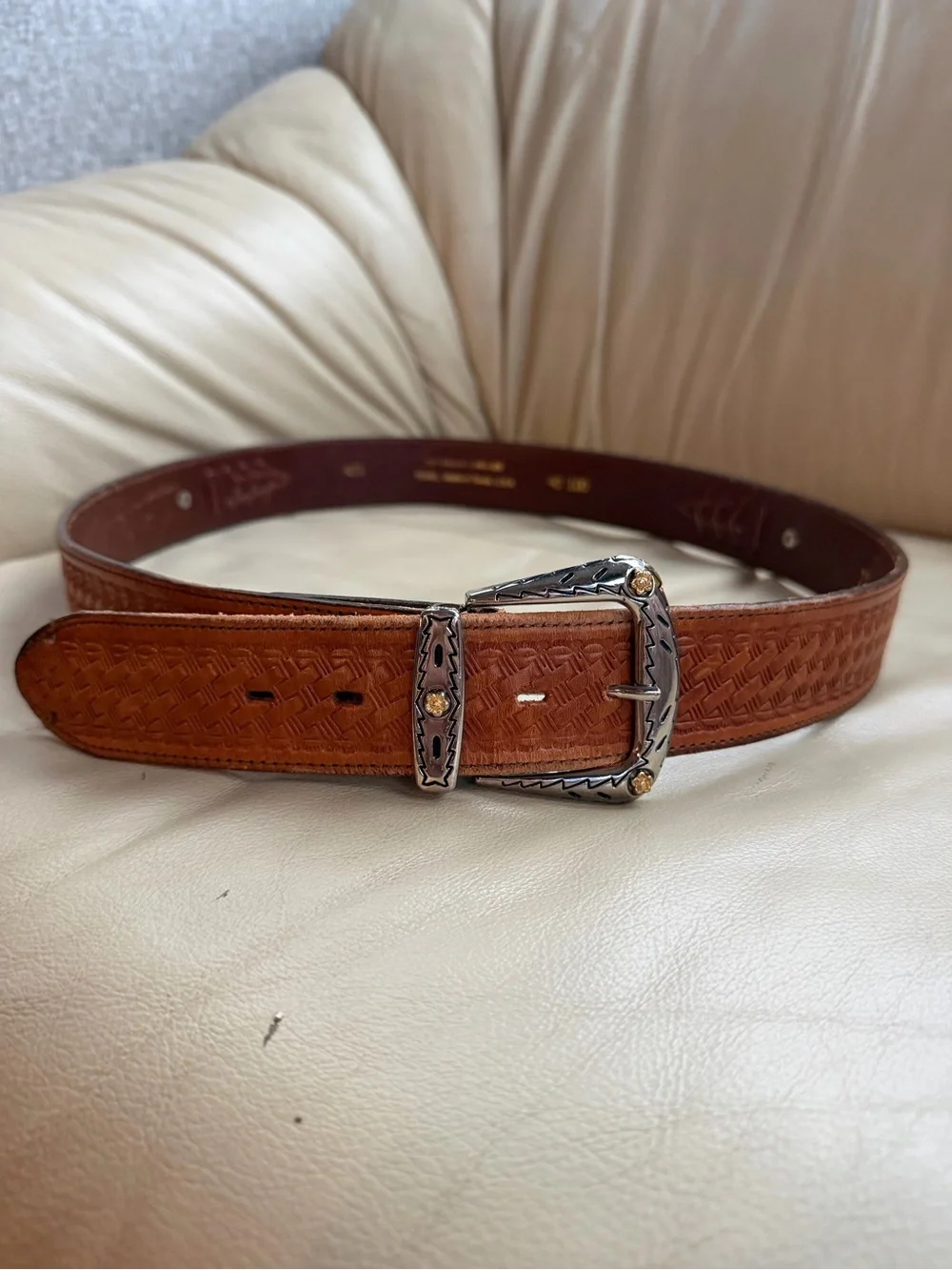 Vintage TOREL 40/100 Top Grain Cowhide Leather Western Belt Texas Tooled Boho US